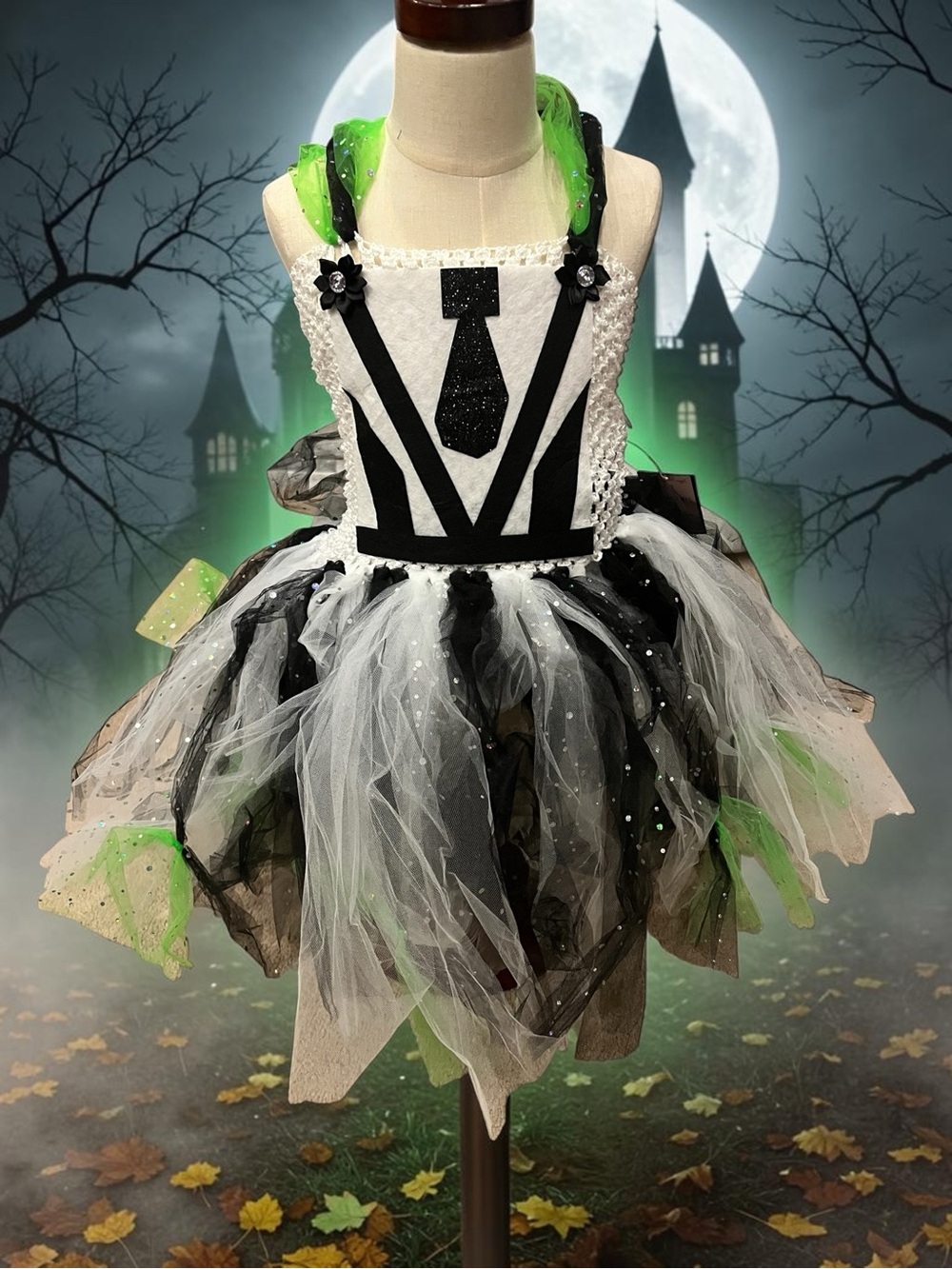 Abehik Toddler Girls Beetlejuice Tutu Dress Costume NWT